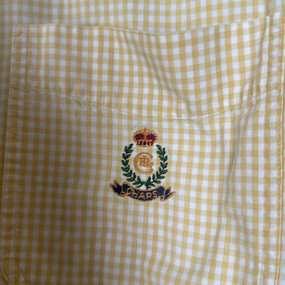 Vintage Chaps Ralph Lauren Yellow Casual Button Down Shirt Medium - Picture 4 of 6